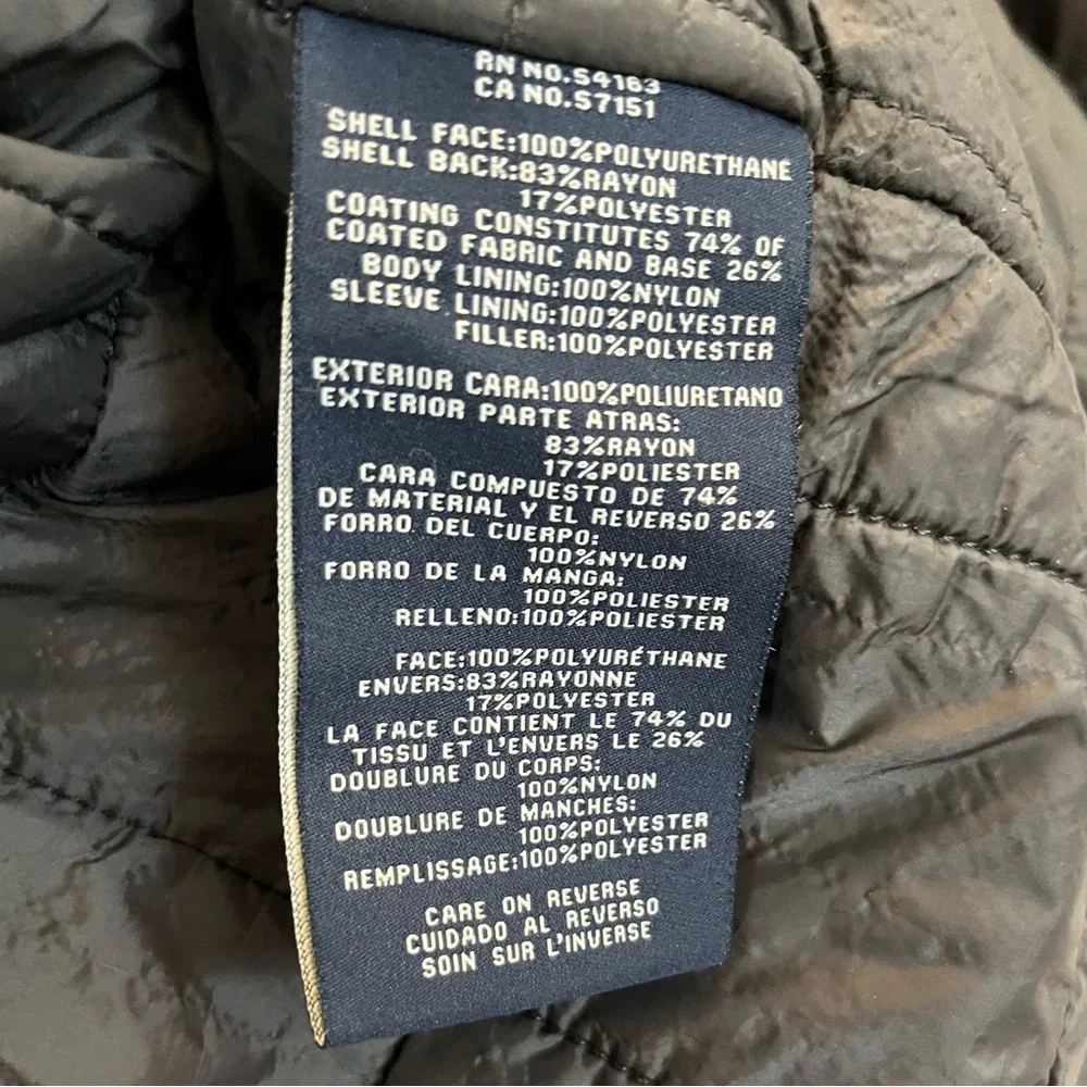 Cozy Dockers Bomber Jacket Faux Leather Brown Quilted Lining Size L - Picture 4 of 14